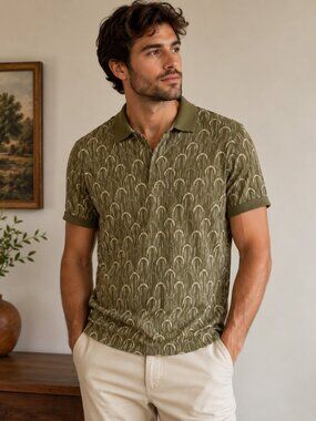 Alfani Stretch Green Polo Shirt Size M